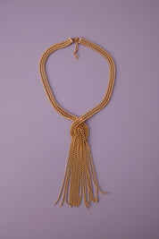 Vintage Christian Dior 1974 gold-tone fringe tassel statement necklace, signed Christian Dior Germany