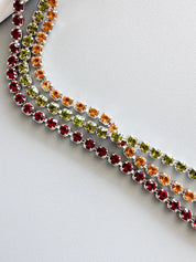 Vintage Christian Dior By John Galliano Rainbow Rhinestone choker necklace, vintage Dior choker red enamel Logo, Dior Id Choker collector