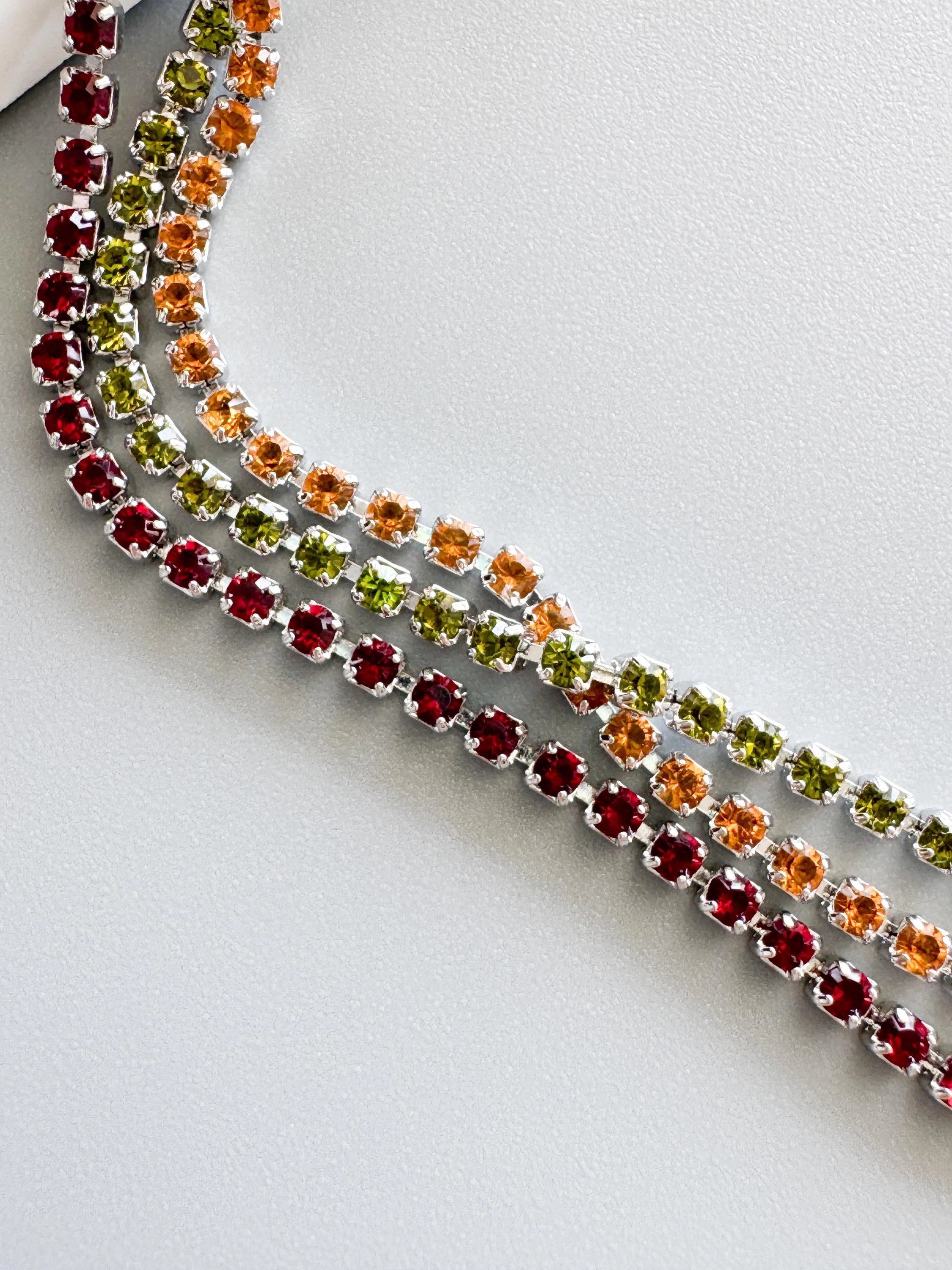 Vintage Christian Dior By John Galliano Rainbow Rhinestone choker necklace, vintage Dior choker red enamel Logo, Dior Id Choker collector