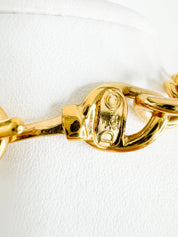 Vintage Christian Dior CD gold choker necklace, chunky curb chain runway style designed by John Galliano, designer jewelry gift for her