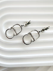 Dior earrings Vintage Christian Dior logo Earrings, Dior Vintage CD silver Tone Earrings chunky Earrings, Vintage Earrings, Gift for her
