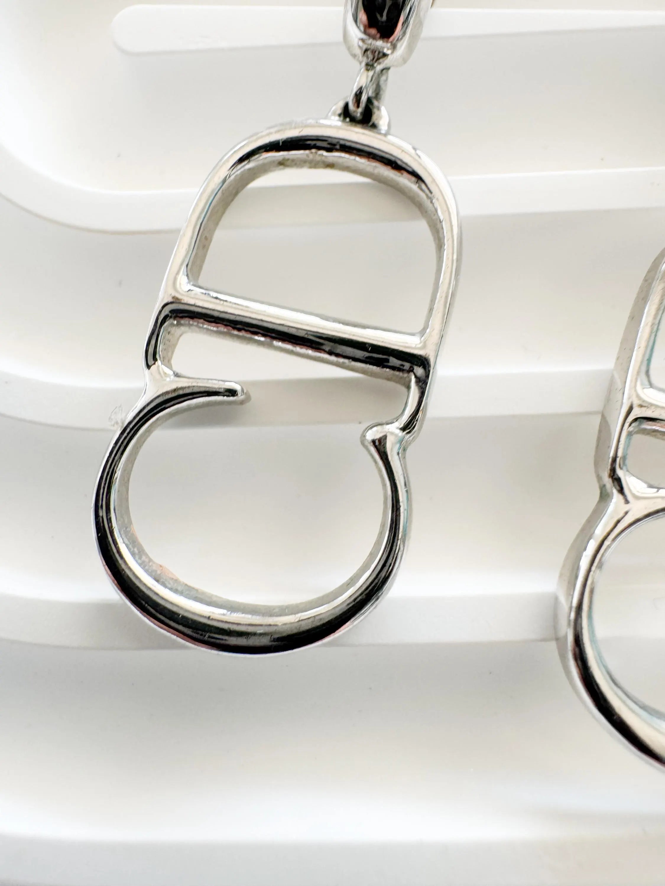 Dior earrings Vintage Christian Dior logo Earrings, Dior Vintage CD silver Tone Earrings chunky Earrings, Vintage Earrings, Gift for her
