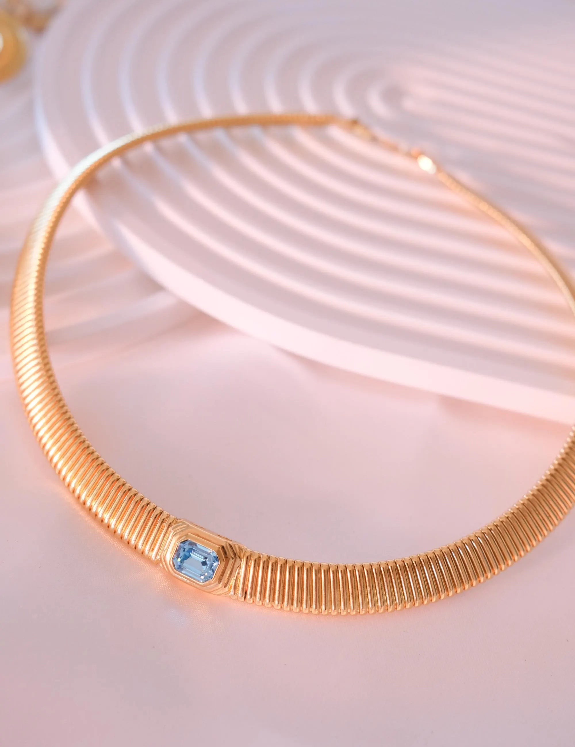 Vintage Christian Dior Choker: Aquamarine Crystal Gold-Tone Necklace