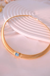 Vintage Christian Dior Choker: Aquamarine Crystal Gold-Tone Necklace
