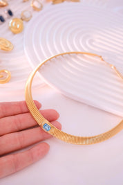 Vintage Christian Dior Choker: Aquamarine Crystal Gold-Tone Necklace
