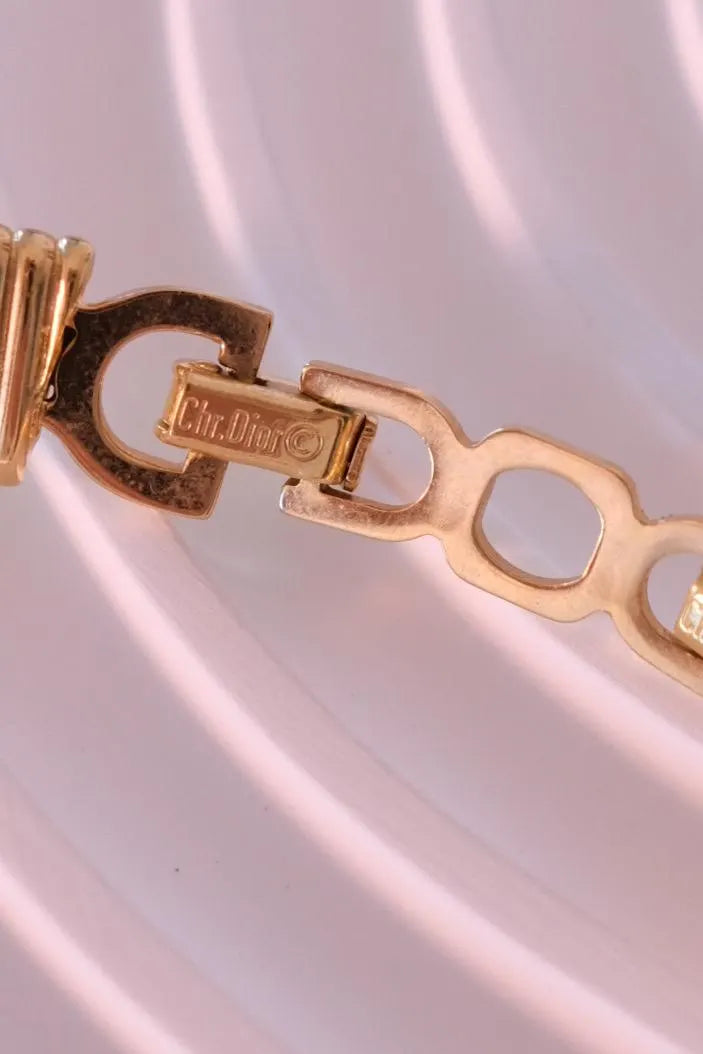 Vintage Christian Dior Choker: Aquamarine Crystal Gold-Tone Necklace