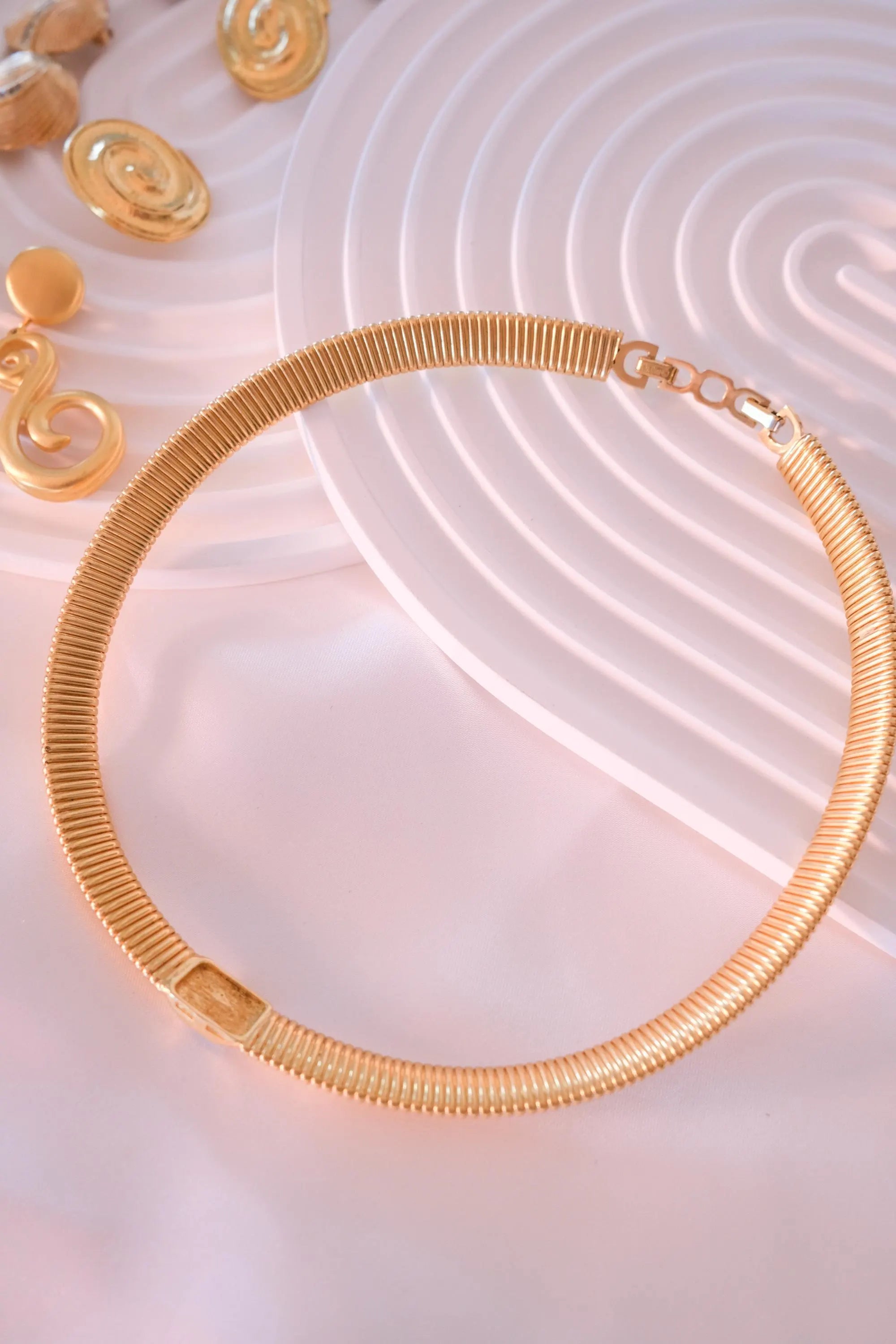 Vintage Christian Dior Choker: Aquamarine Crystal Gold-Tone Necklace