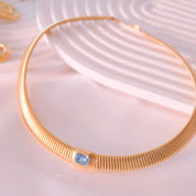 Vintage Christian Dior Choker: Aquamarine Crystal Gold-Tone Necklace