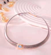 Rare Vintage Christian Dior choker necklace with aquamarine blue crystal, 42 cm length, collectible designer jewelry