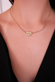 Vintage Christian Dior Choker, Gold CD Logo Necklace, Statement Necklace, Dior Pendant Necklace, Dainty Necklace, Anniversary Gift