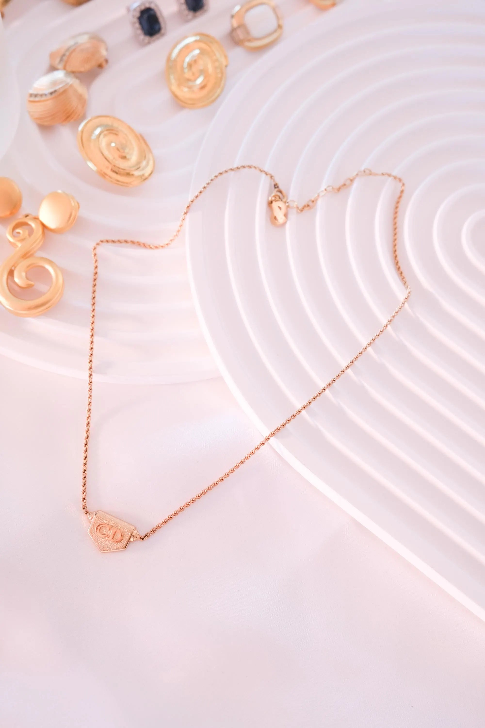 Vintage Christian Dior Choker, Gold CD Logo Necklace, Statement Necklace, Dior Pendant Necklace, Dainty Necklace, Anniversary Gift