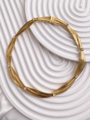 Vintage Christian Dior gold plated choker necklace, snake chain design, crystal accents, made in Germany 1968