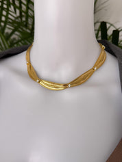 Vintage Christian Dior gold plated choker necklace, snake chain design, crystal accents, made in Germany 1968