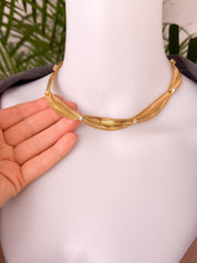 Vintage Christian Dior gold plated choker necklace, snake chain design, crystal accents, made in Germany 1968