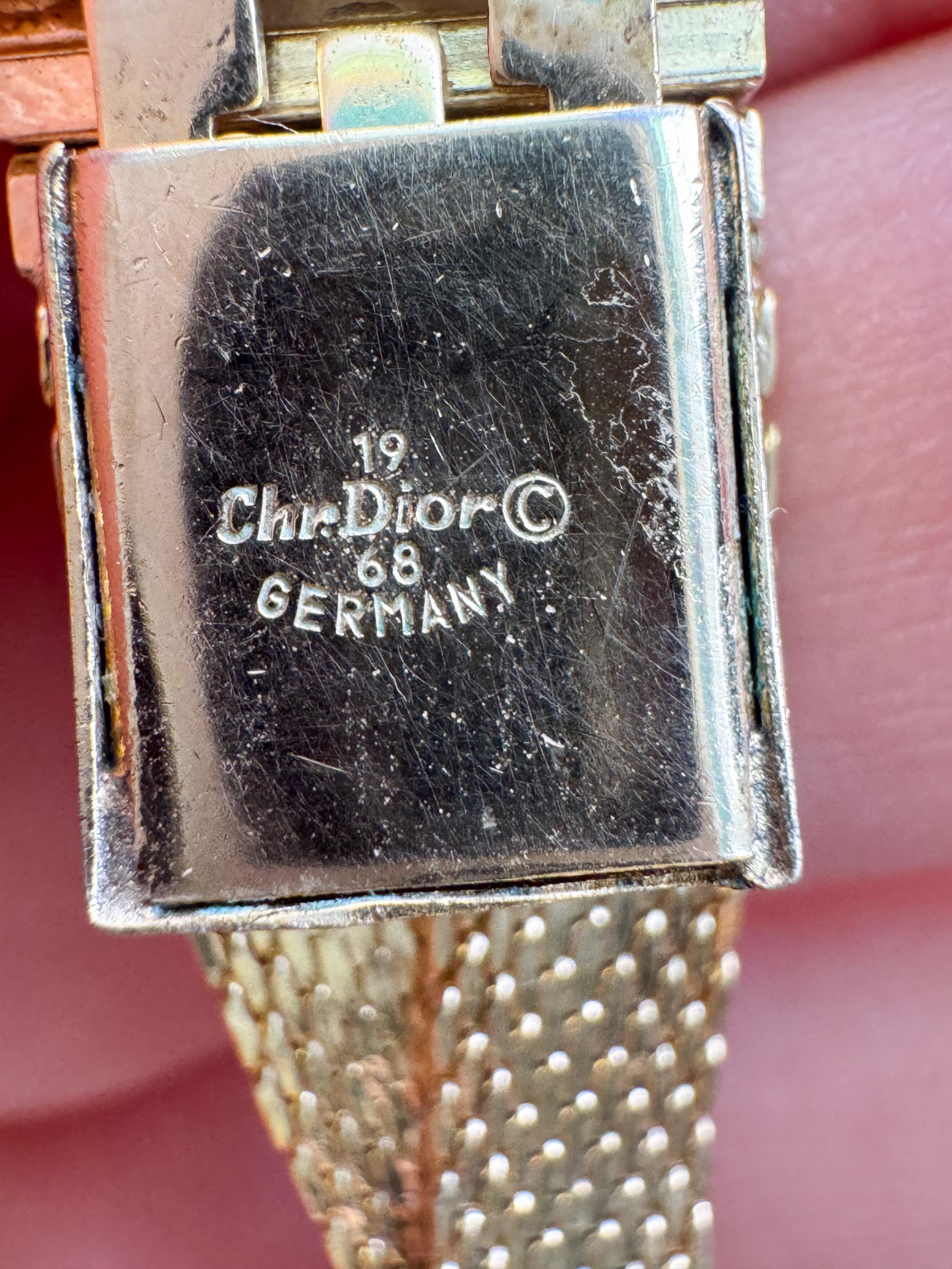 Vintage Christian Dior gold plated choker necklace, snake chain design, crystal accents, made in Germany 1968