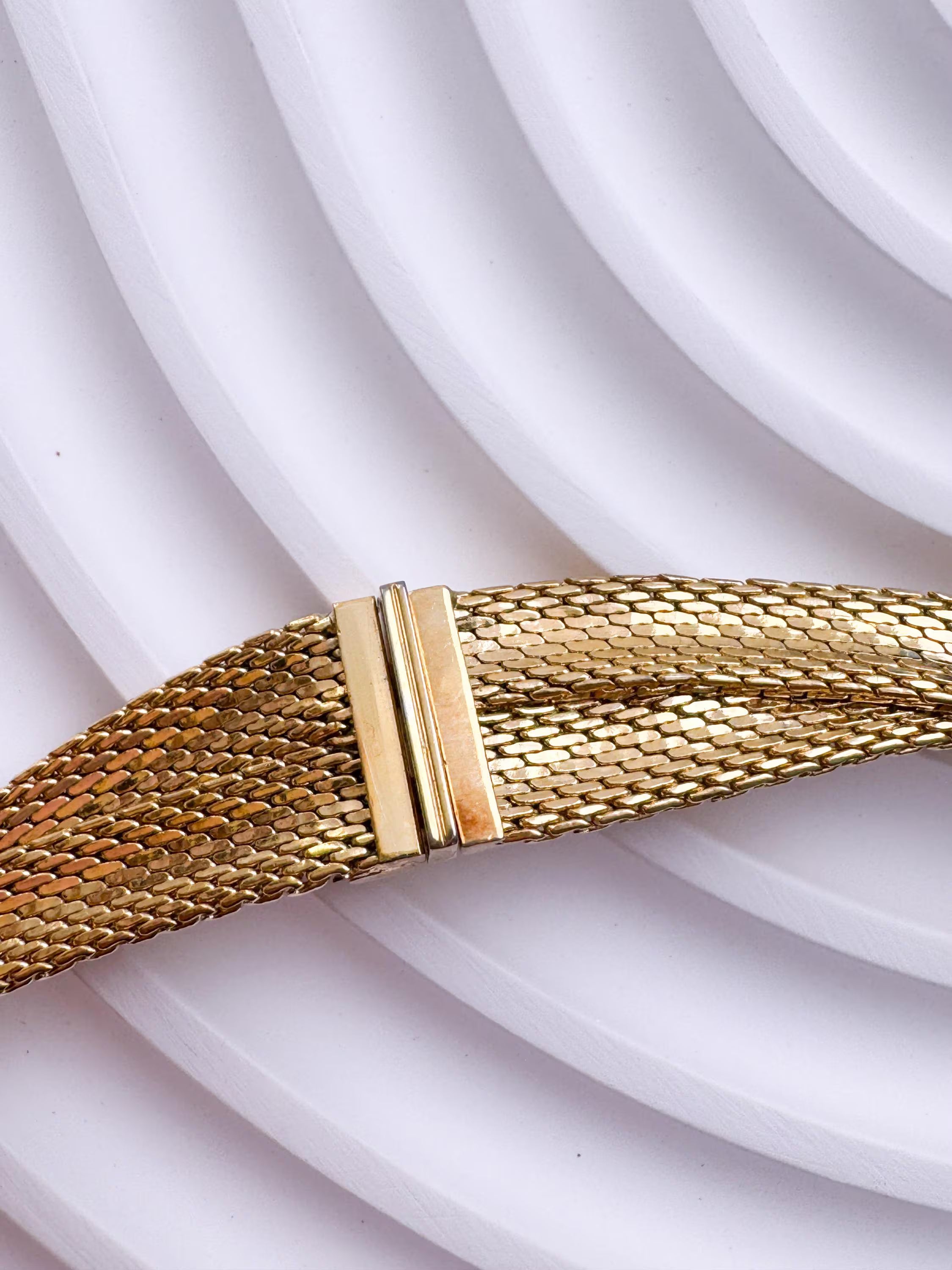 Vintage Christian Dior gold plated choker necklace, snake chain design, crystal accents, made in Germany 1968