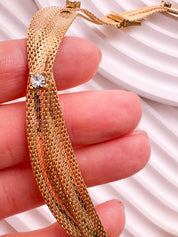 Vintage Christian Dior gold plated choker necklace, snake chain design, crystal accents, made in Germany 1968