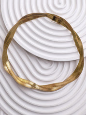 Vintage Christian Dior gold plated choker necklace, snake chain design, crystal accents, made in Germany 1968