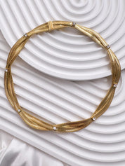 Vintage Christian Dior gold plated choker necklace, snake chain design, crystal accents, made in Germany 1968