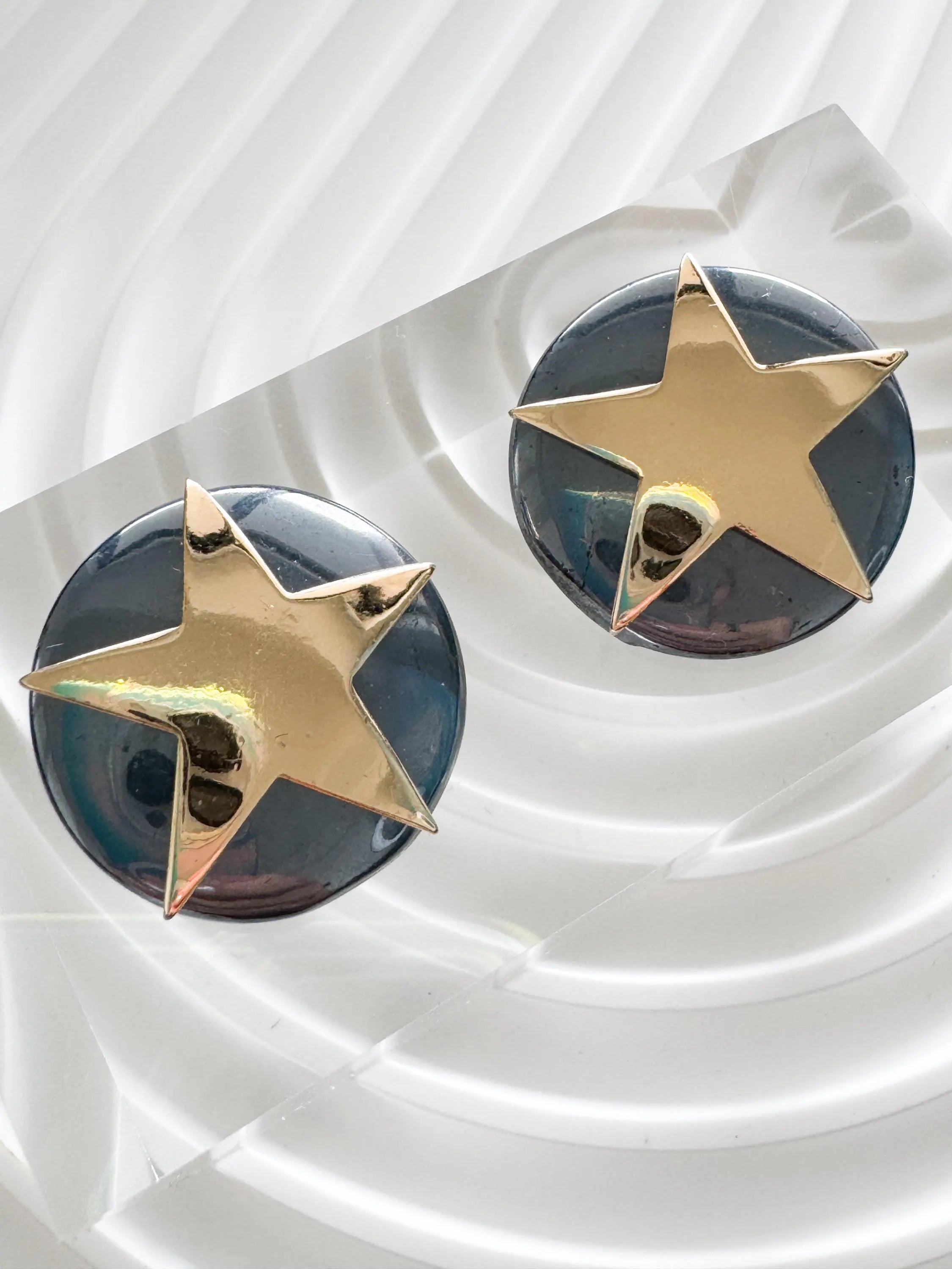 Vintage Christian Dior Star Clip-On Earrings: Gold-Tone, Made in Germany, Vintage Earrings, Jewelry for Women, Gift for her, Cute Earrings