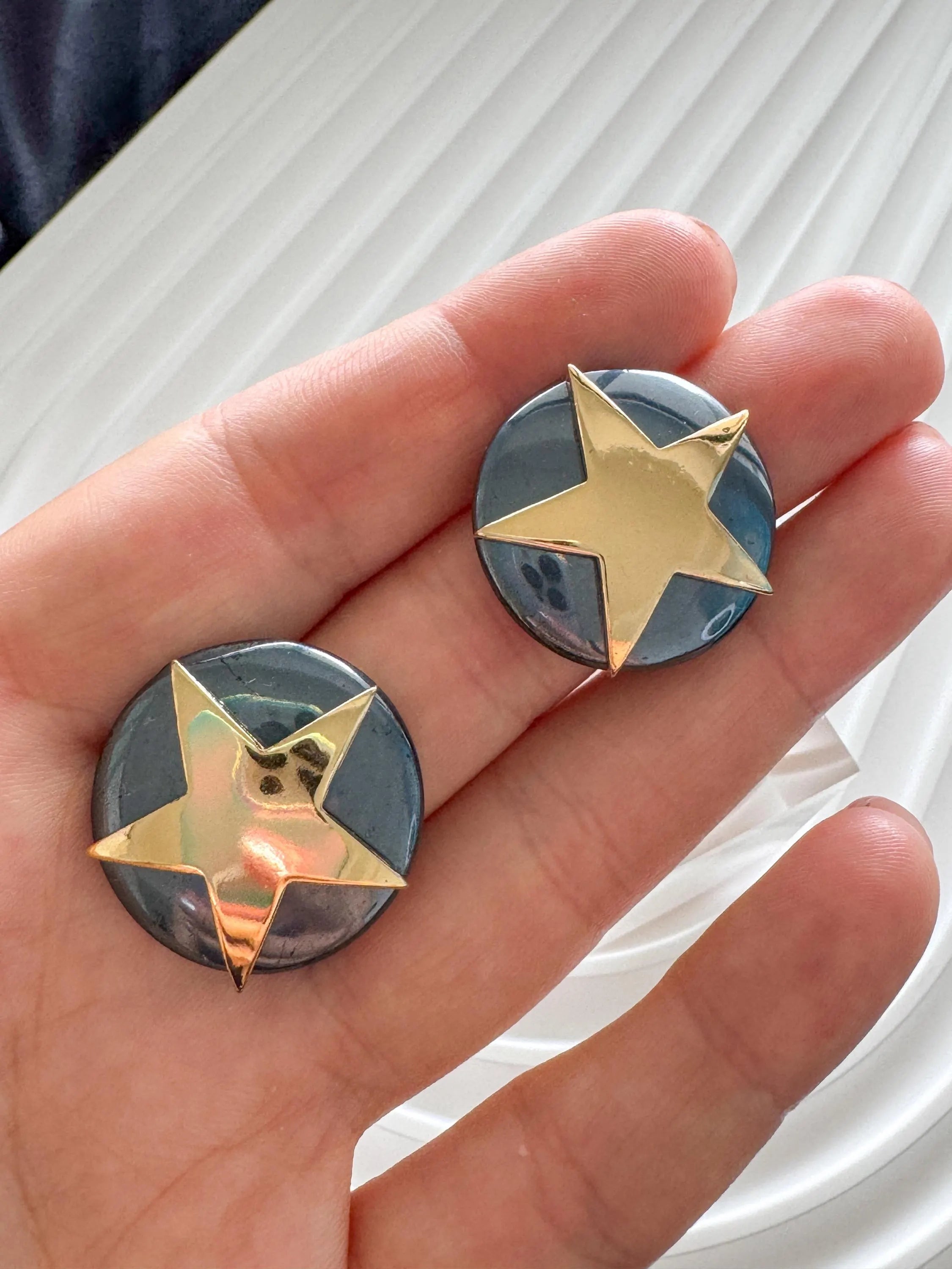 Vintage Christian Dior Star Clip-On Earrings: Gold-Tone, Made in Germany, Vintage Earrings, Jewelry for Women, Gift for her, Cute Earrings