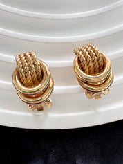 Vintage Christian Dior Clip-On Earrings, 1970s Gold Rope & Loop, Made in Germany, Vintage Earrings, Jewelry for holiday, Vintage Jewelry