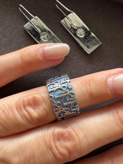Vintage Christian Dior Earrings and Ring Set, dior jewelry set, 1980s dior, signed dior, collectible dior, dior logo ring