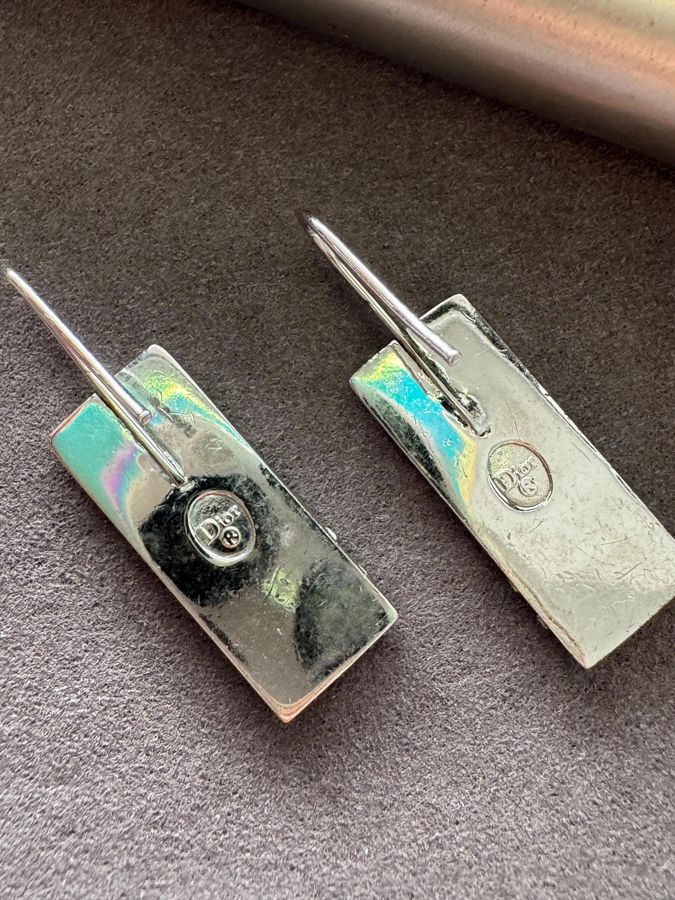 Vintage Christian Dior Earrings and Ring Set, dior jewelry set, 1980s dior, signed dior, collectible dior, dior logo ring