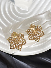 Vintage Christian Dior Gold Flower Earrings: Signed Germany, Clip-Ons