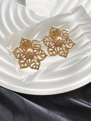 Vintage Christian Dior Gold Flower Earrings: Signed Germany, Clip-Ons