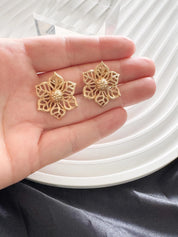 Vintage Christian Dior Gold Flower Earrings: Signed Germany, Clip-Ons