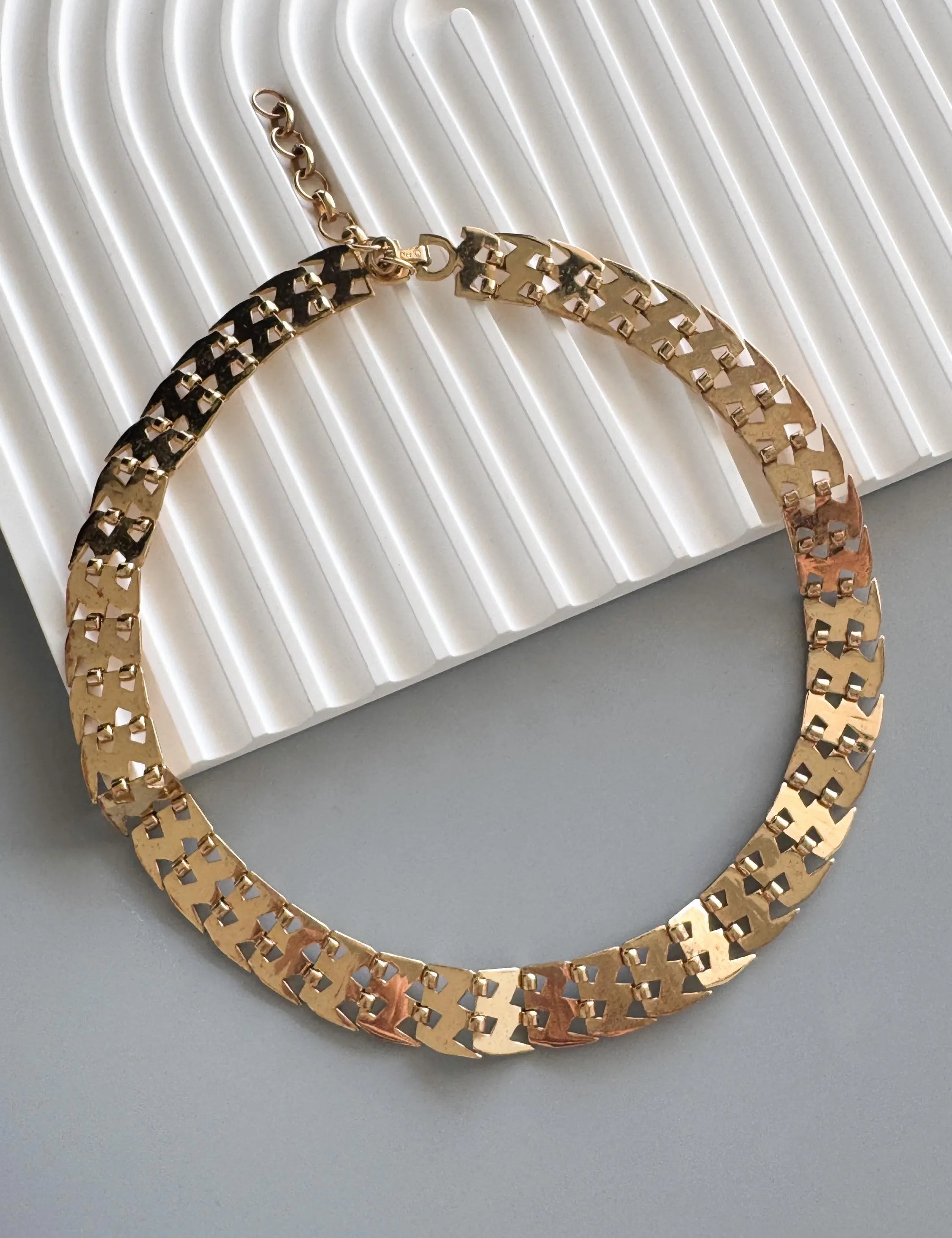 Vintage Christian Dior Gold Plated Woven Link Choker Necklace, Adjustable Collar 1970s–1980s, Signed Chr. Dior Jewelry, gift for her, bridal