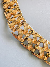Vintage Christian Dior Gold Plated Woven Link Choker Necklace, Adjustable Collar 1970s–1980s, Signed Chr. Dior Jewelry, gift for her, bridal