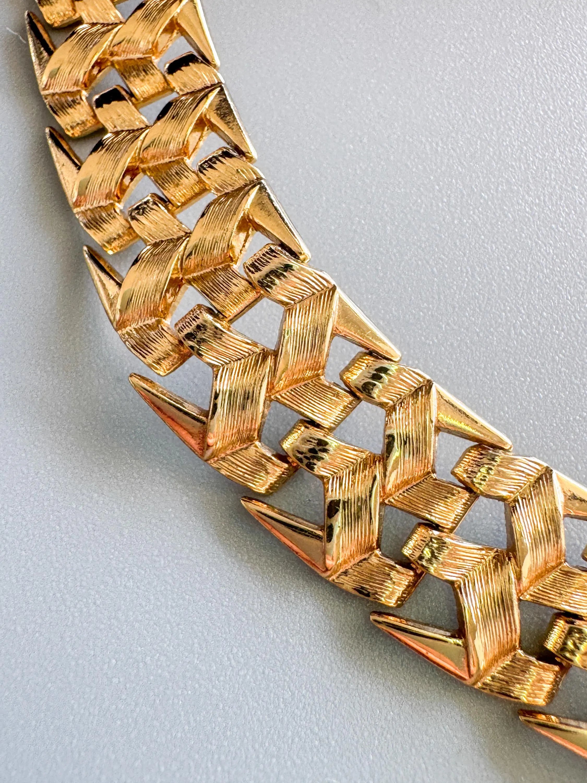 Vintage Christian Dior Gold Plated Woven Link Choker Necklace, Adjustable Collar 1970s–1980s, Signed Chr. Dior Jewelry, gift for her, bridal