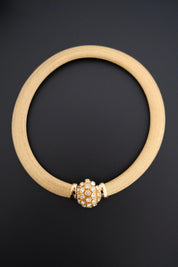 Vintage Christian Dior gold-tone collar choker necklace with crystal-set domed front clasp