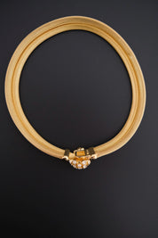 Vintage Christian Dior gold-tone collar choker necklace with crystal-set domed front clasp