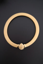 Vintage Christian Dior gold-tone collar choker necklace with crystal-set domed front clasp