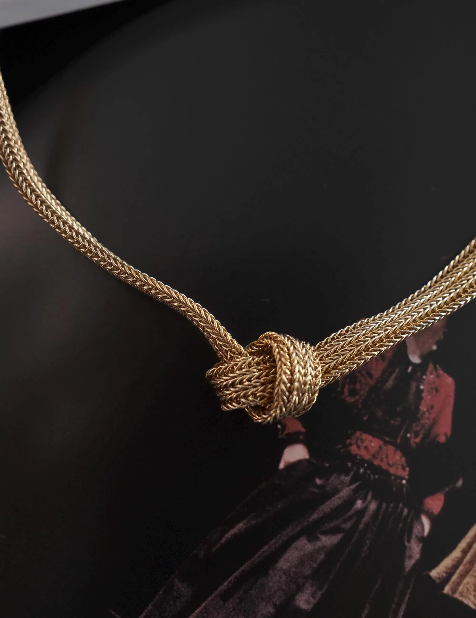 Vintage Christian Dior Necklace, Dior Chain Necklace, Dior knot necklace Snake chain  Necklace, Gift for her, gold zipper choker Women 