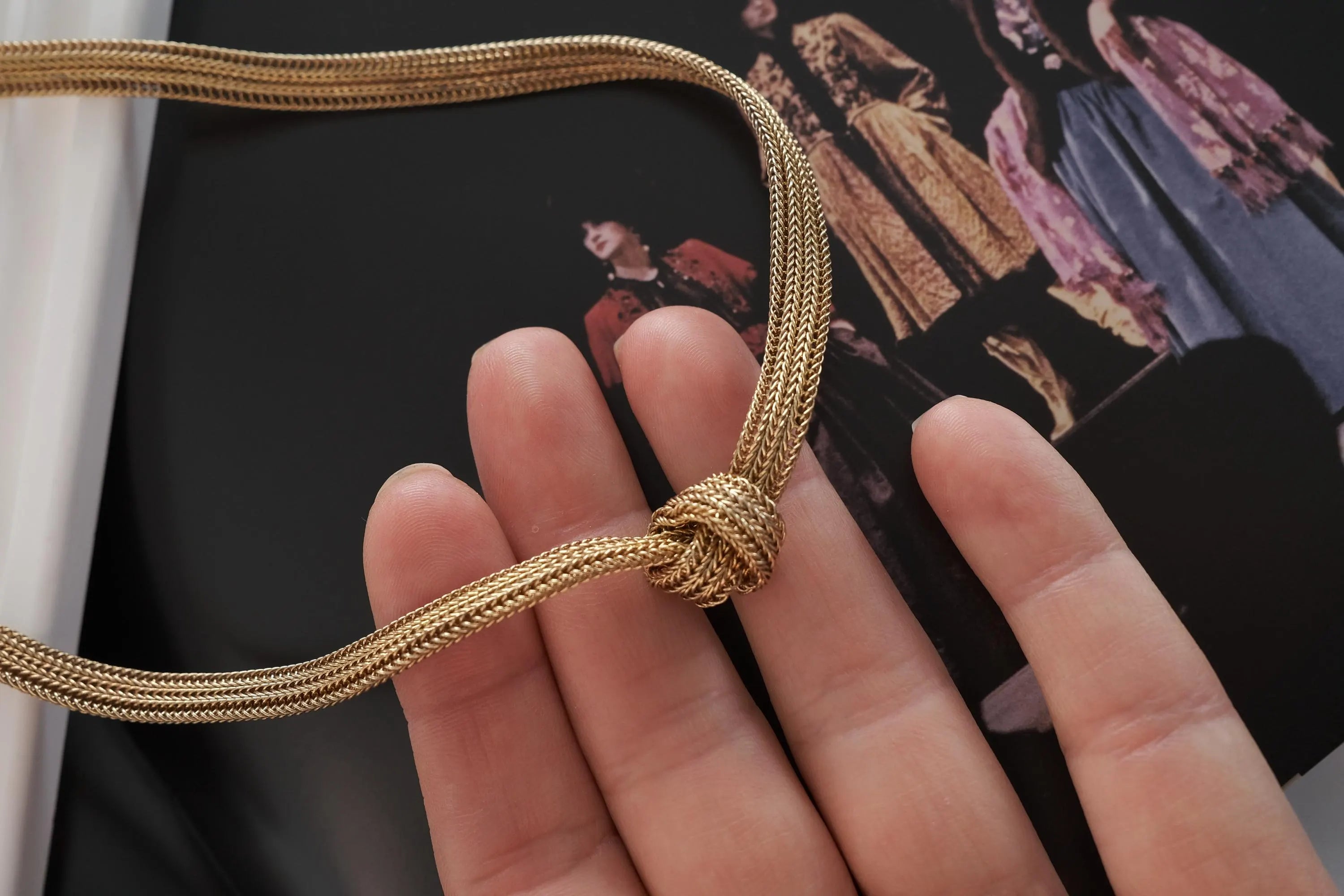Vintage Christian Dior Necklace, Dior Chain Necklace, Dior knot necklace Snake chain  Necklace, Gift for her, gold zipper choker Women 