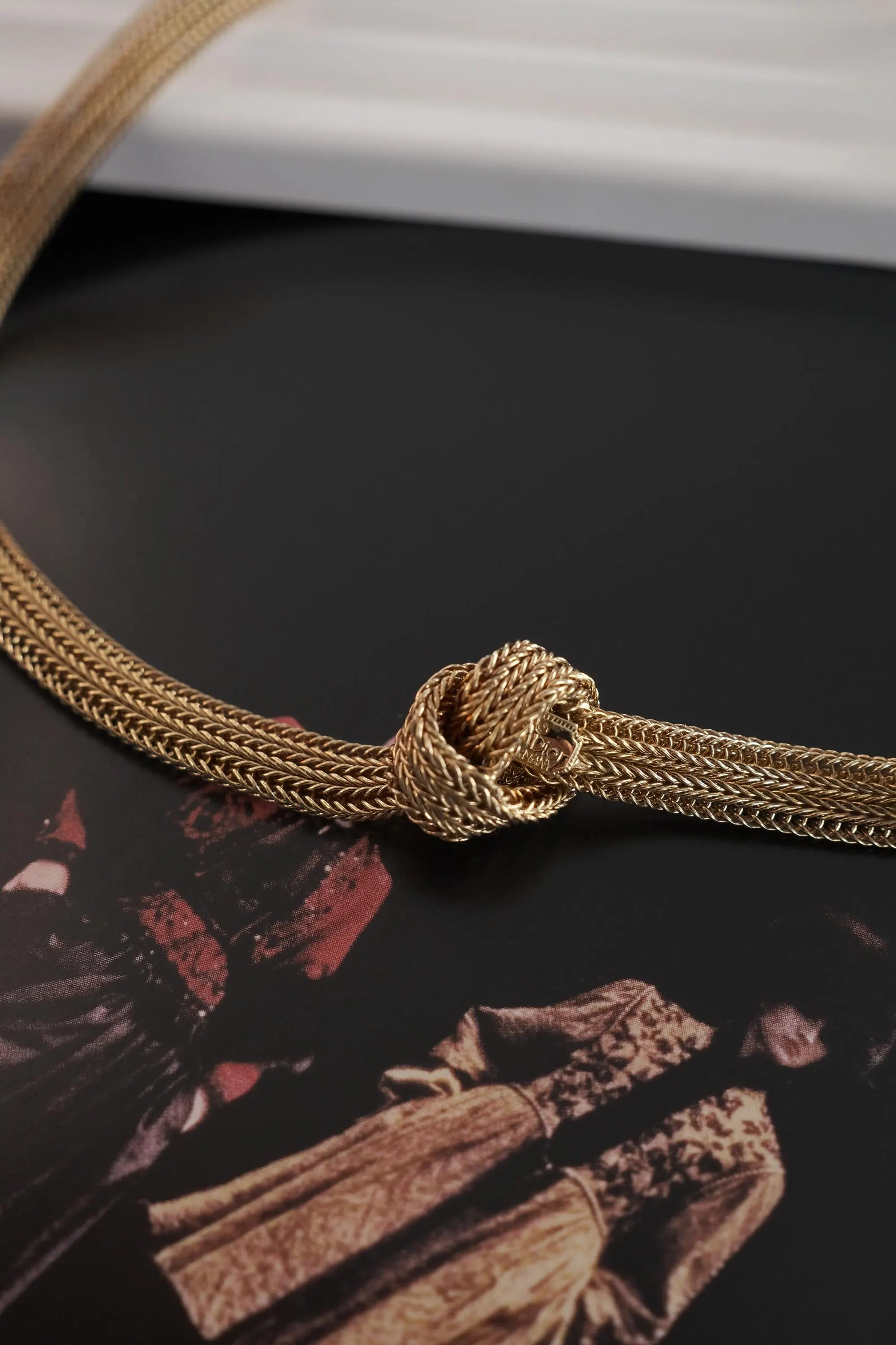 Vintage Christian Dior Necklace, Dior Chain Necklace, Dior knot necklace Snake chain  Necklace, Gift for her, gold zipper choker Women 
