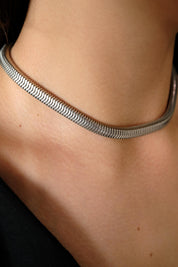 Vintage Christian Dior Necklace 1973 , Dior Chain Necklace, Dior Tubogas necklace Snake chain Necklace, Gift for her, silver zipper choker
