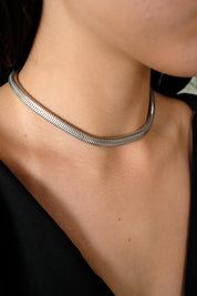 Vintage Christian Dior Necklace 1973 , Dior Chain Necklace, Dior Tubogas necklace Snake chain Necklace, Gift for her, silver zipper choker