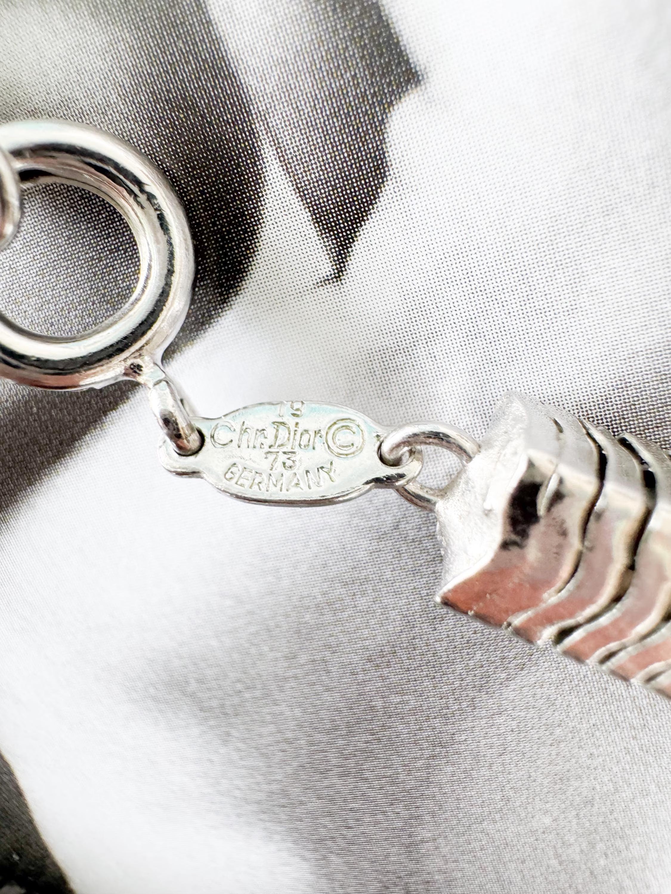 Vintage Christian Dior Necklace 1973 , Dior Chain Necklace, Dior Tubogas necklace Snake chain Necklace, Gift for her, silver zipper choker