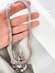 Vintage Christian Dior Necklace 1973 , Dior Chain Necklace, Dior Tubogas necklace Snake chain Necklace, Gift for her, silver zipper choker