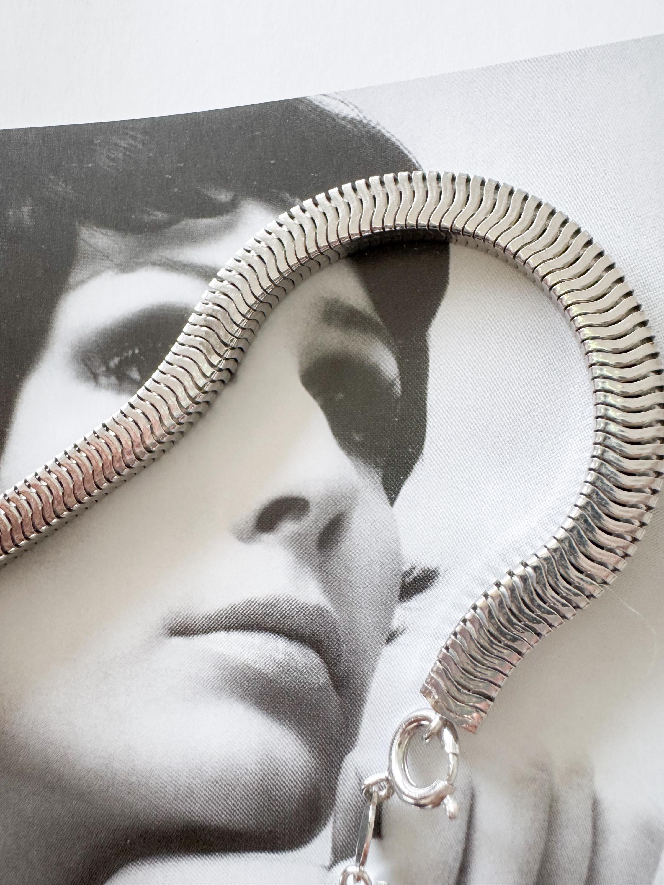 Vintage Christian Dior Necklace 1973 , Dior Chain Necklace, Dior Tubogas necklace Snake chain Necklace, Gift for her, silver zipper choker