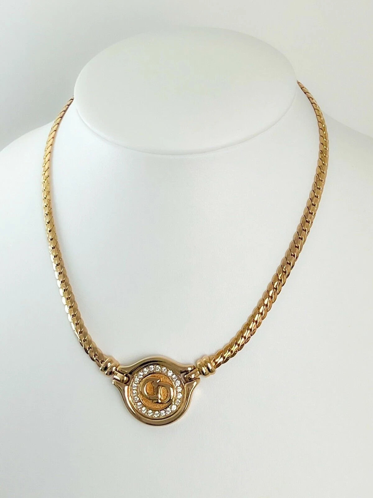 Vintage Christian Dior Necklace, dior coin necklace,  vintage coin chocker , CD Logo Rhinestone, Jewelry for Women, Gift for her, gold plate