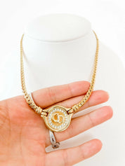 Vintage Christian Dior Necklace, dior coin necklace,  vintage coin chocker , CD Logo Rhinestone, Jewelry for Women, Gift for her, gold plate