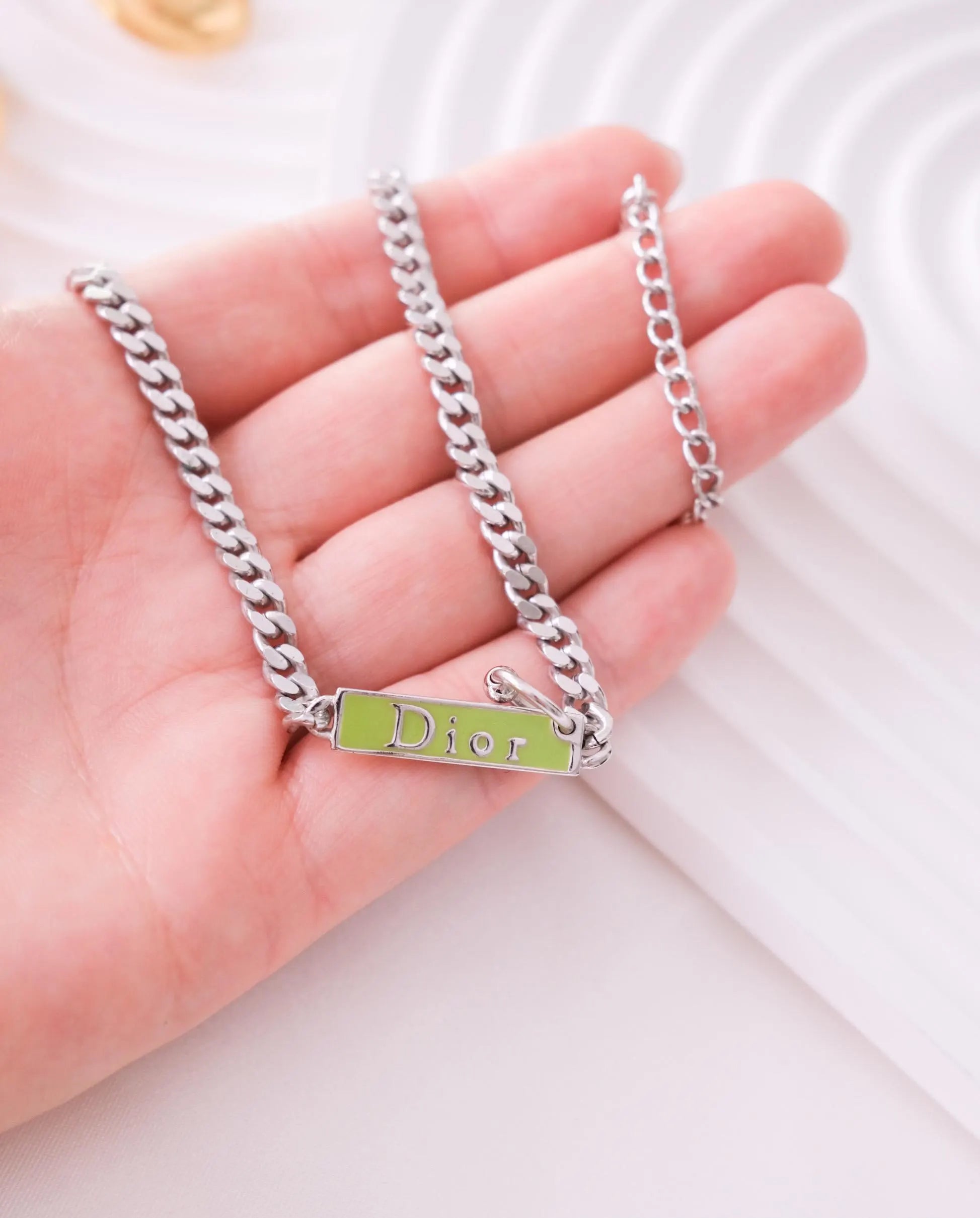 Vintage Christian Dior Necklace, Bridal Necklace, Vintage Necklace, Personalised Gifts, Choker Necklace Silver, CD Logo, Gift for Her