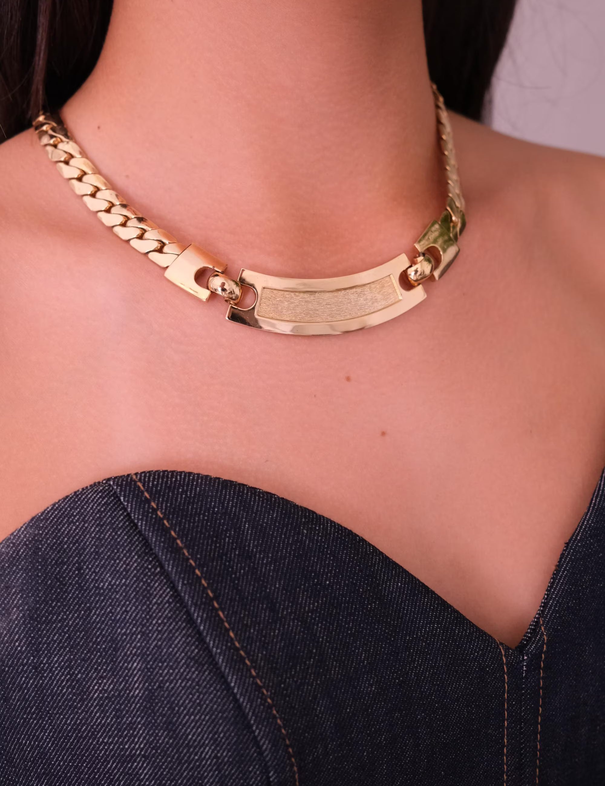 Vintage Christian Dior Necklace, Dior Chain Necklace, Dior Gold Chain  necklace curb chain  Necklace, Gift for her, gold wheat chain  choker