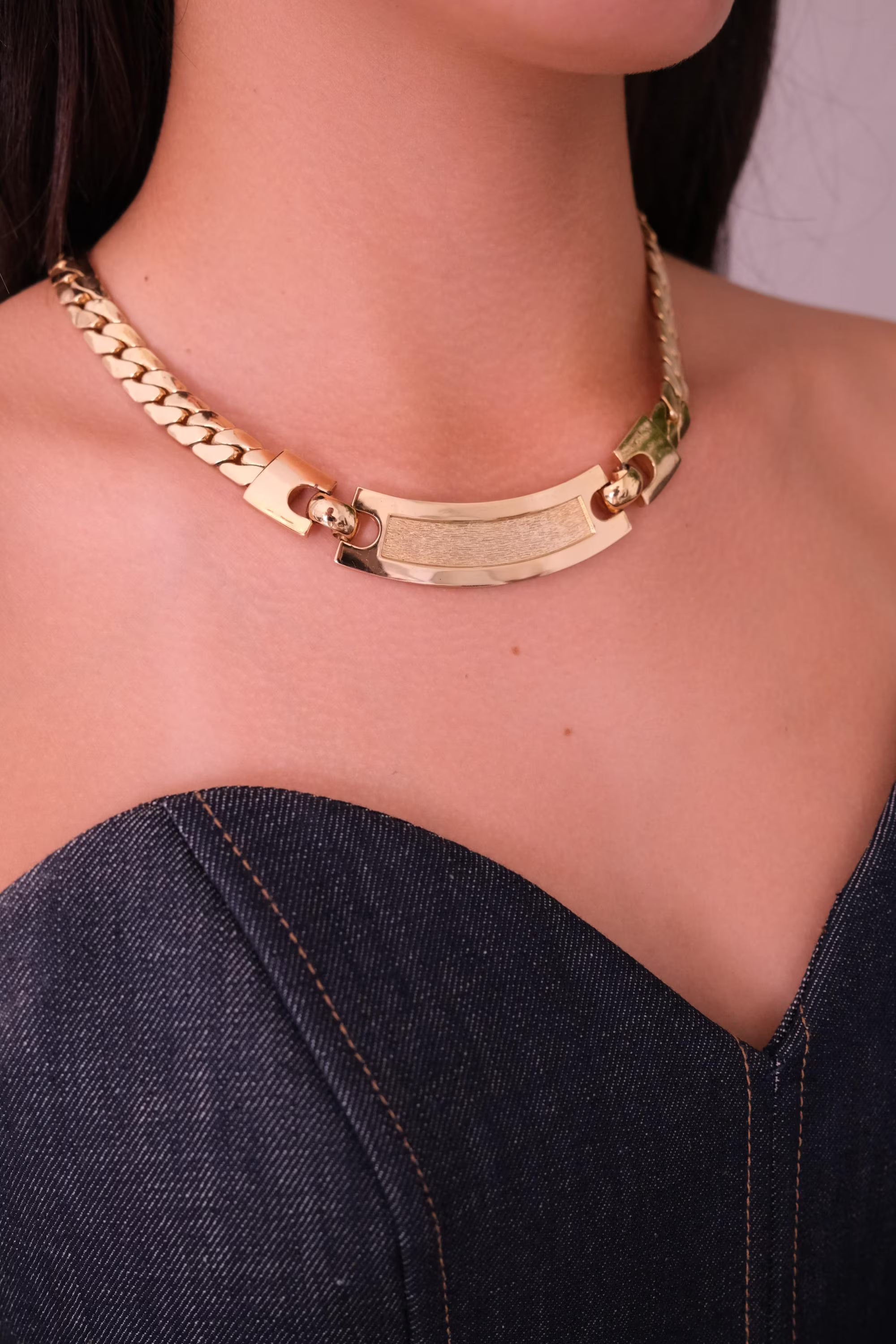 Vintage Christian Dior Necklace, Dior Chain Necklace, Dior Gold Chain  necklace curb chain  Necklace, Gift for her, gold wheat chain  choker